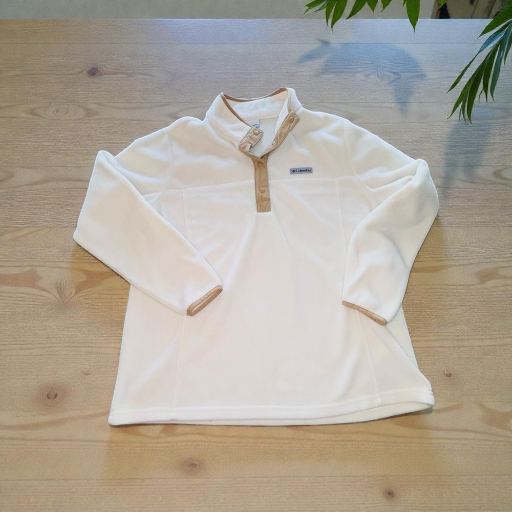 Columbia Fleece Women's 1X Snap Pullover Benton Springs Ivory EUC
